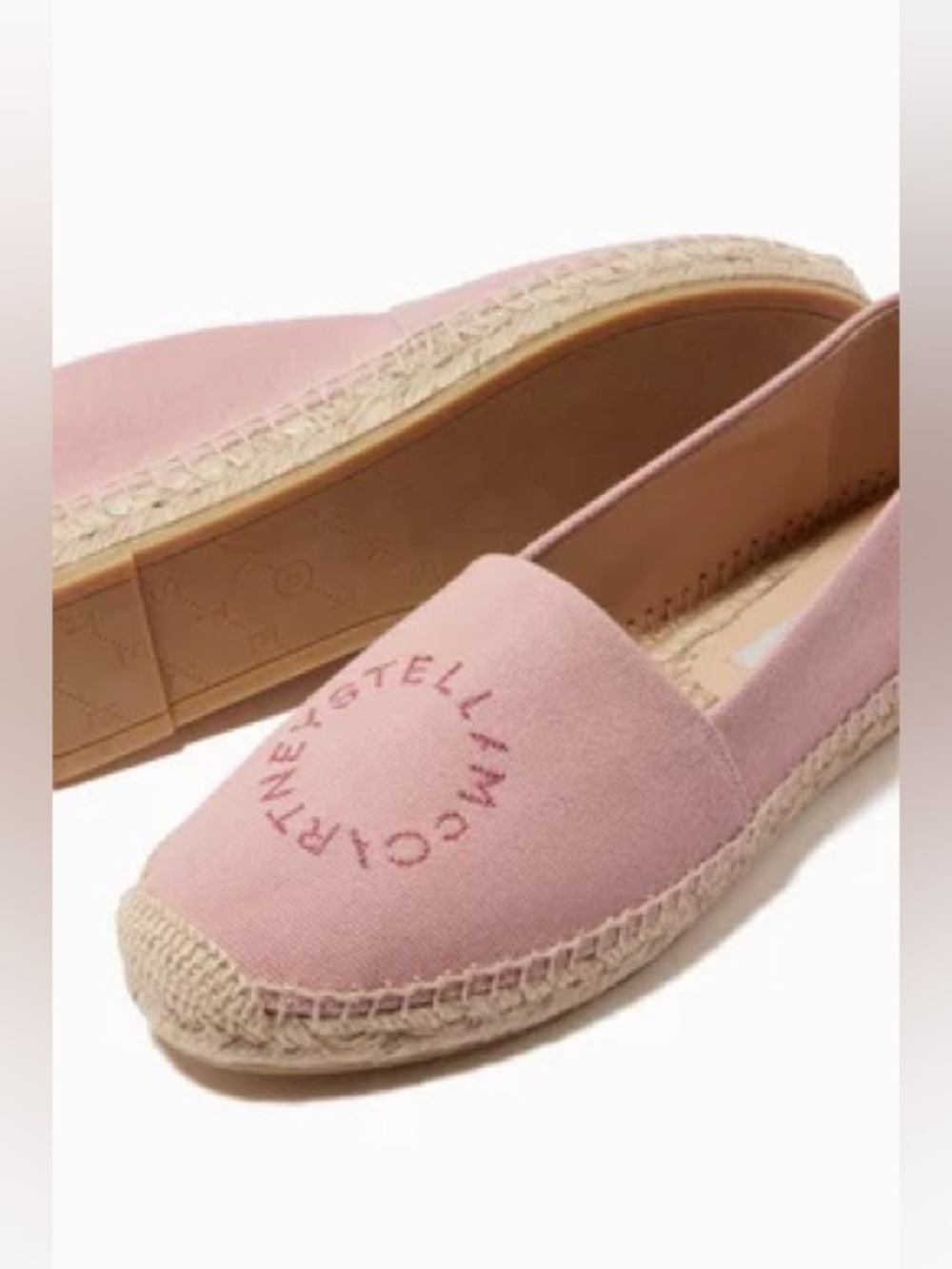 Stella McCartney Selene Logo Canvas Espadrille Flats Pink US 8